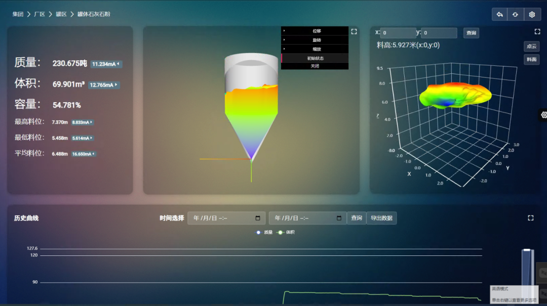 3D雷達(dá)掃描儀如何實(shí)時(shí)監(jiān)測(cè)石灰石粉倉體積3 3D雷達(dá)掃描儀如何實(shí)時(shí)監(jiān)測(cè)石灰石粉倉體積3